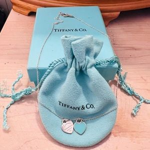 Tiffany Blue Double Heart Tag Pendant